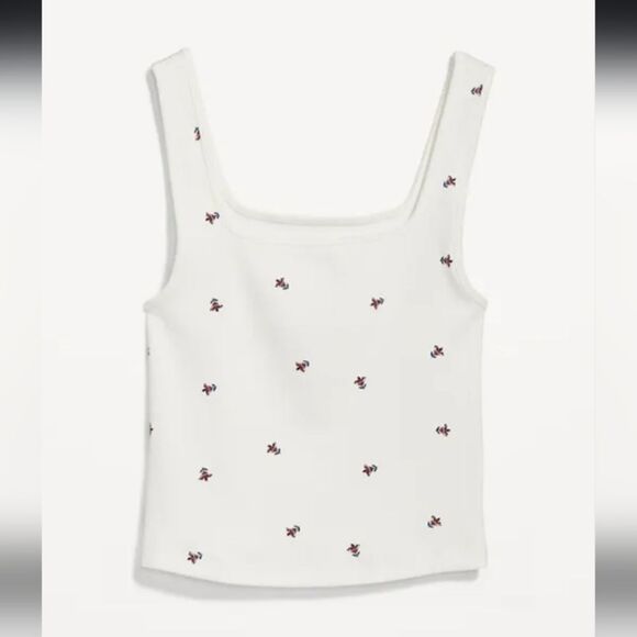 Old navy plus xxl size Ultra-Crop Rib-Knit Top White Floral Tank Top Womens plus - Picture 6 of 17